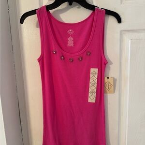 St. John's Bay Pink Embellished Sleeveless Tank Top
